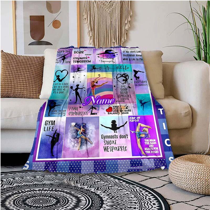 Gymnastics Style Customize Your Name Blanket Used For Chair Office Sofa Bed Camping Soft And Warm Giving Friends And Relatives Birthday Graduation