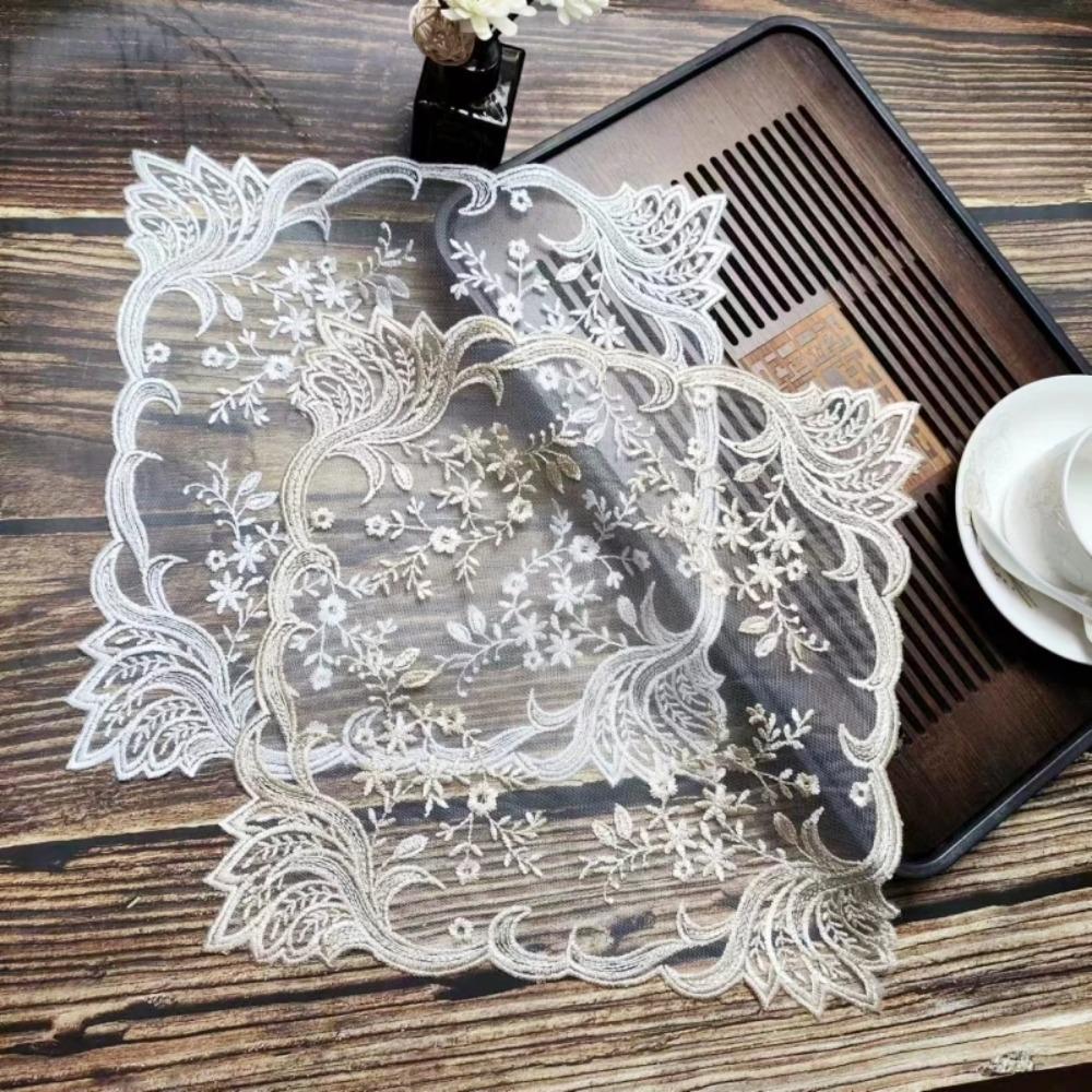 Lace Table Placemat Square Coaster Antique European Embroidery Table Mat  Bar