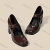 Woman Marie Janes Shoes Women British Style Black Chunky Heel Square Toe Single Shoe New Design Buckle Dress Shoes Elegant Pumps