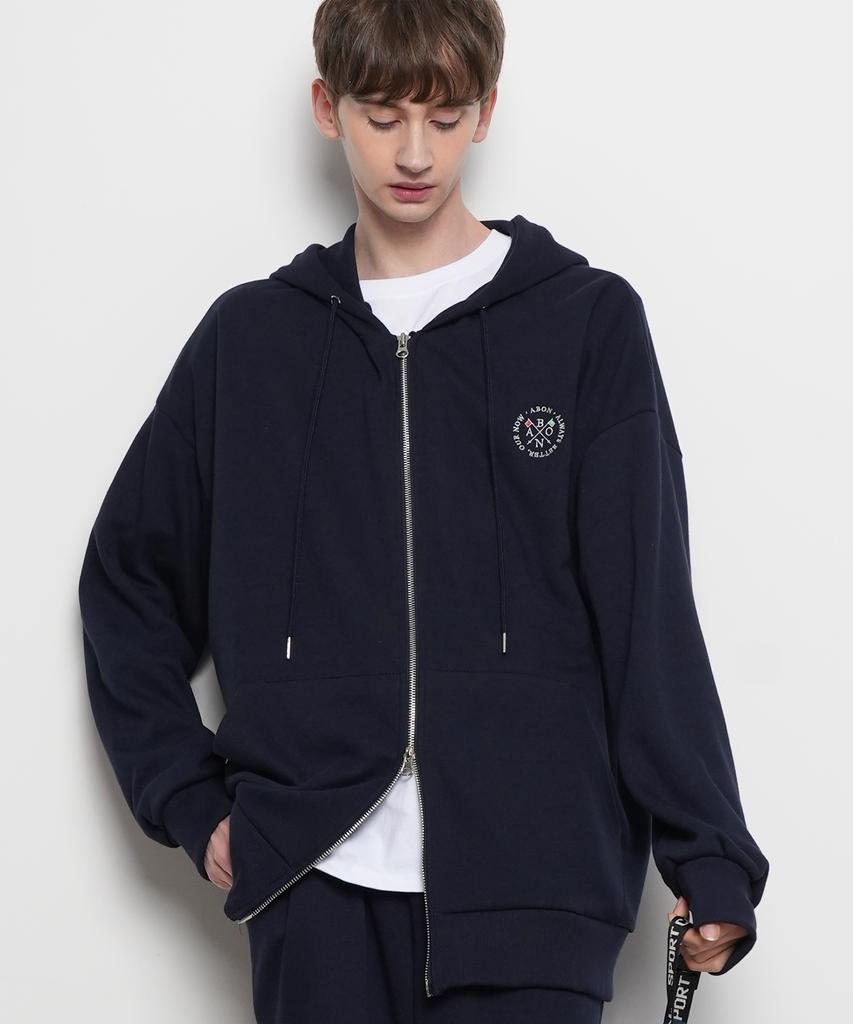 The-Abon Unisex All-Weather Two-Way Zip-Up Hoodie Navy