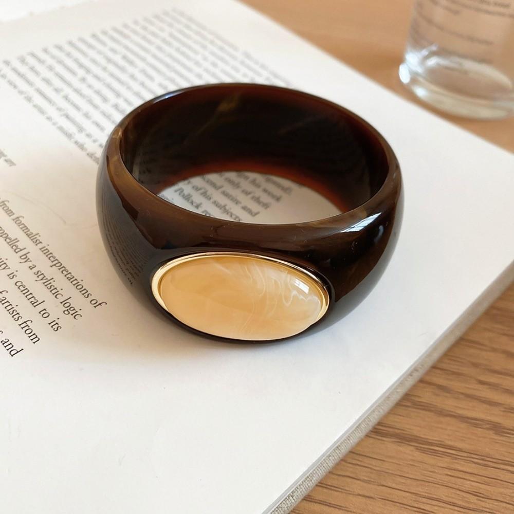 Bohemian Acrylic Bangle Smudging Retro Hand Ring Creative Irregular Wide Bracelet  Girls