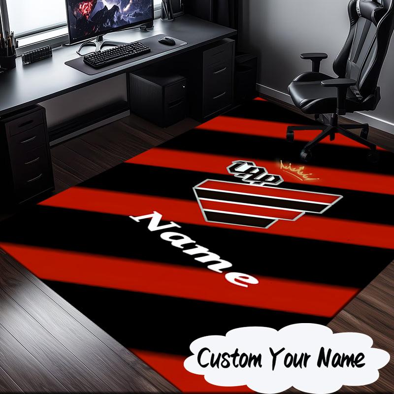 Custom Name Cap Logo Design Rug for Living Room, Game Rooms, Office, Bedroom, Floor Mat Playful Design, Fan Gifts Christmas Decor