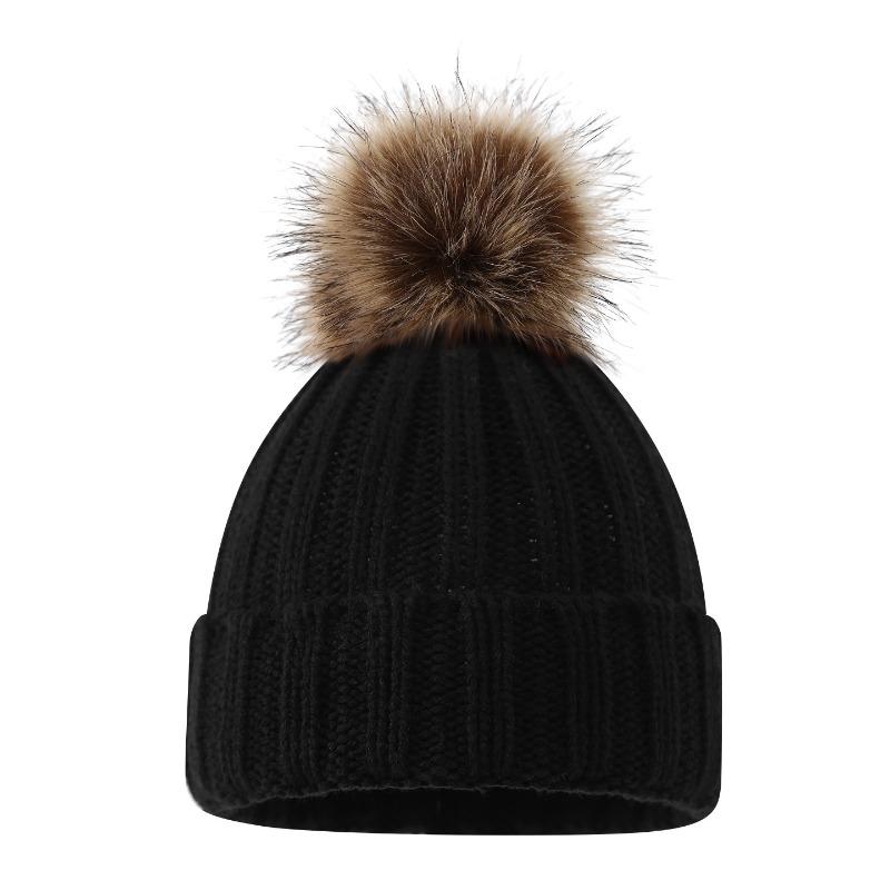 Meier Ready-to-ship kids  pom-pom beanie - perfect christmas gift, warm winter knit hat M чёрный