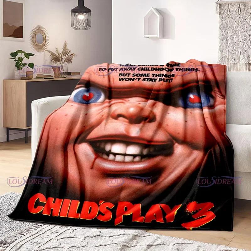 Watching Horror Stimulate Movie Blanket Child Play Character Chucky Blanket Home Couch Warm Bedspreads Soft Flannel Blanket