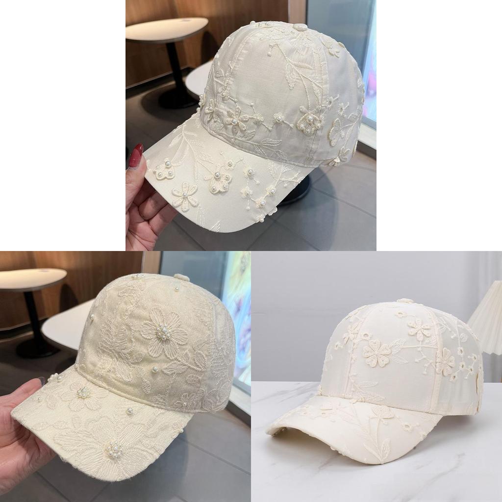 Floral Embroidery Baseball Hat With Curved Brim For Outdoor Sunshade Girls Boys
