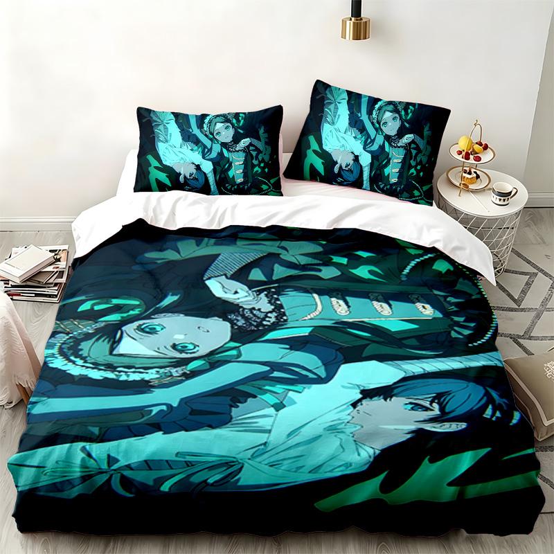 Black Butler 3pc set Perfect for bedroom use Comfortable bedding set includes a duvet cover and two pillowcases Ideal birthday or Christmas gift