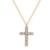 Pave Cross Pendant Necklace 316 Stainless Steel Gold Tone With 5A Square Cubic Zirconia Adjustable Chain Women Necklaces