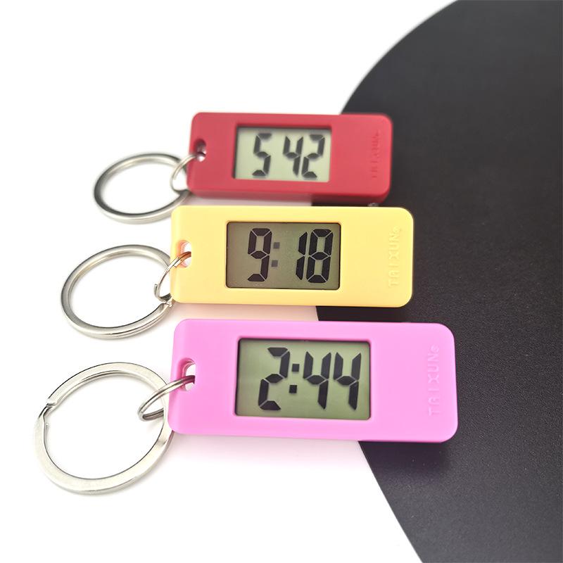 Student Candy Color Digital Keychain Watch - Silent Mini Clock Gift