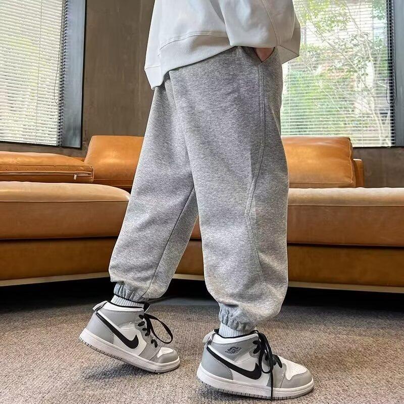 Boys' Spring and Summer Autumn Pants Children and Teens Pants Thin Children's Sports Straight Pants Trendy Three-Bar Pants Trendy