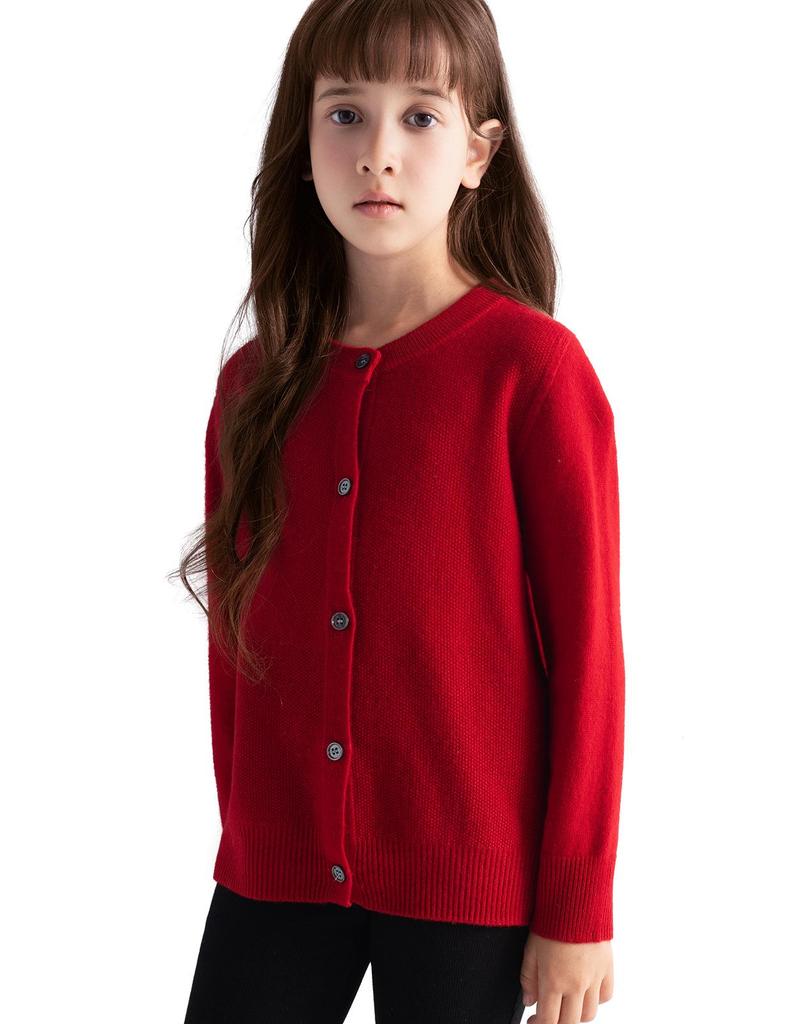 Girls' Wool Cardigan - Soft, Warm, Versatile, Skin-Friendly Solid Color Sweater