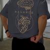 Gothic Style T-Shirt with a Brain And Heart Balance Print for Summer Short Sleeves