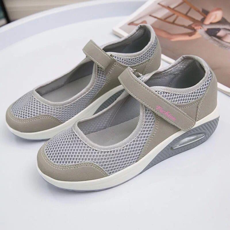 Stepping shoes women's shallow air cushion shoes spring and summer thick-soled mesh breathable soft-soled rocking shoes women's large size 4