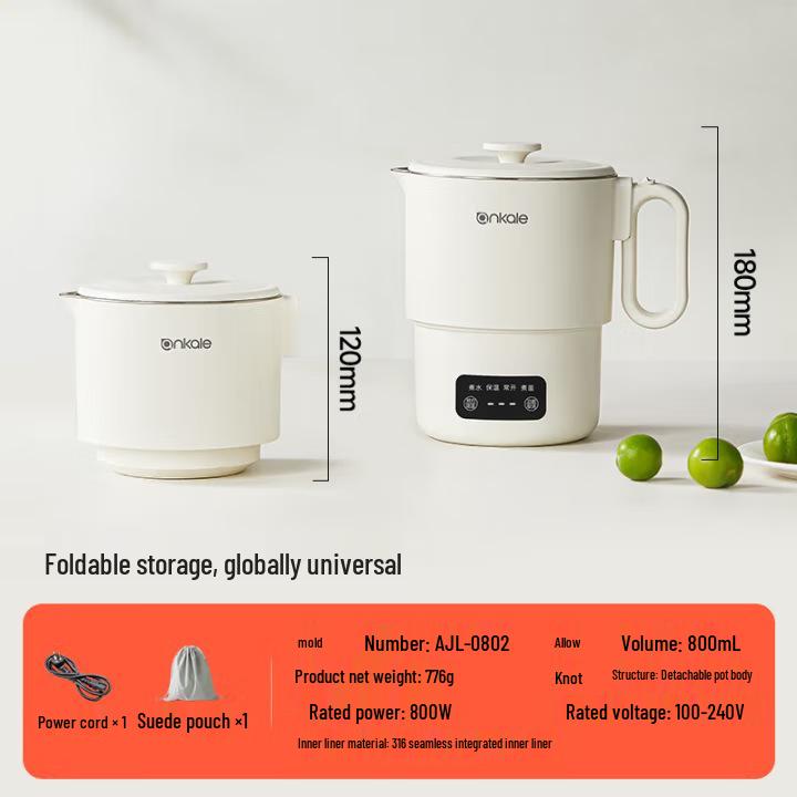 Ankale Foldable Travel Electric Kettle: Portable, Automatic 316 Stainless Steel Water Boiler for Business Trips