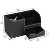 KINGFOM PU-Leder Schreibtisch-Schreibwaren-Organizer mit Aufbewahrung für Fernbedienung und kleine Schubladenbox, Stiftehalter, (Schwarz)