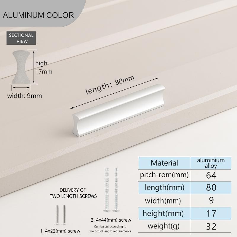 Simple Modern Cabinet Door Aluminum Alloy Handles Wardrobe Long Handles Length Of 500mm Black Drawer Pulls Kitchen Cupboard Pull