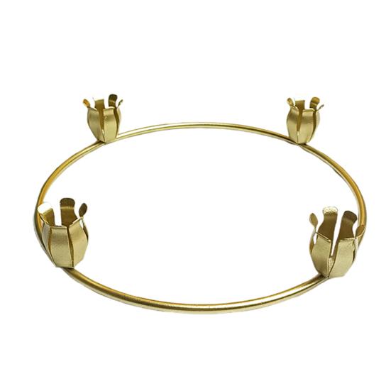 Yousheng Advent Wreath Candle Holder Christmas Candle Ring Stand for 4/5 Taper Candles Gold Metal Advent Wreath Ring for Christmas Holiday Home Party