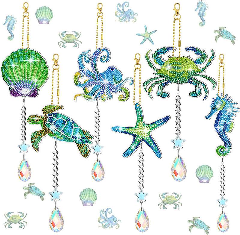 DIY Diamond Painting Suncatcher Wind Chime Pendant Double Sided Hanging Ornament Bedroom Window Decoration Pendant Handmade Gift