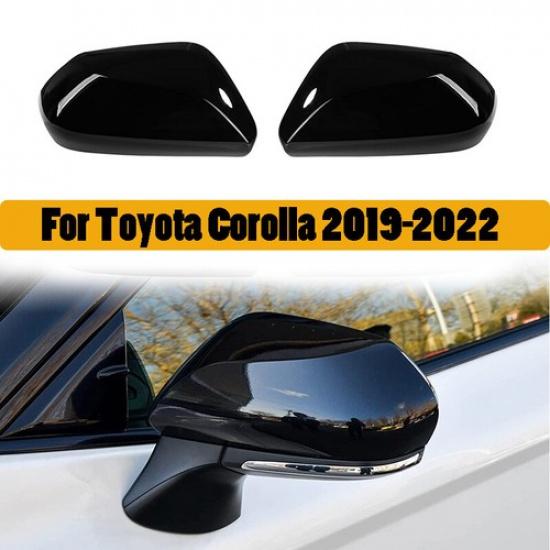 For Toyota Corolla 2019~UP Glossy black Side Door Rearview Mirror Cover Trim Cap