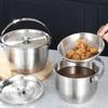 Folding Handle Lard Filter Pot 316 Stainless Steel Soup Pot Household Grease Container  Camping