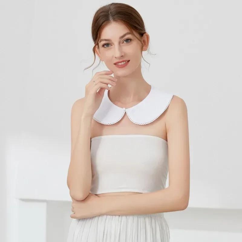 French Style Women Shirt Detachable Faux False Collar Sweet Lace Trim Button Necklace Choker Ladies Shoulder Wraps Collars