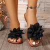Ladies' casual and fashionable flat bottomed flower shaped slippers, lightweight cloth surface slippers for wearing the outside