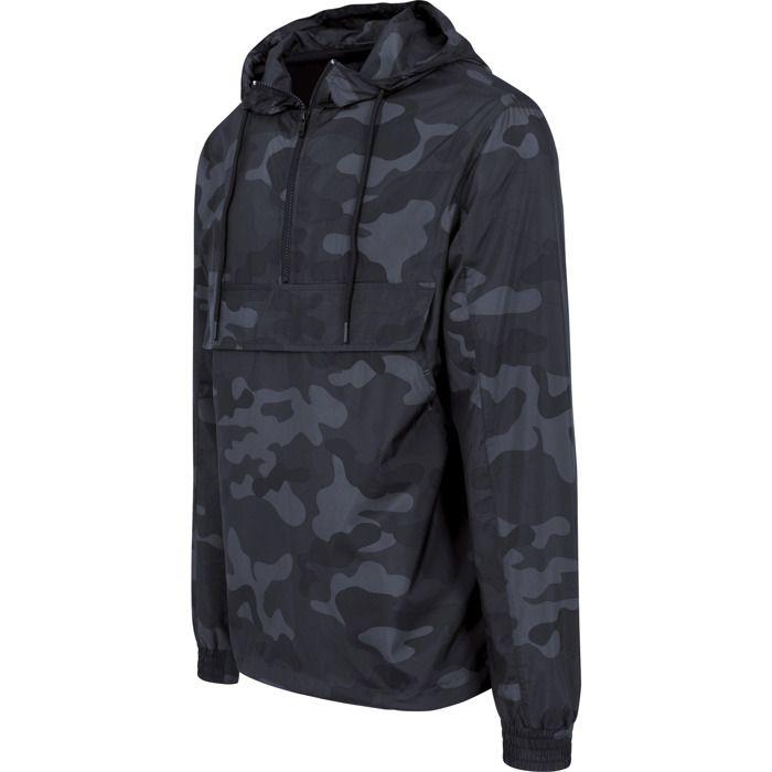 Coupe-vent - URBAN CLASSICS - Pull-over - Noir - Élastique - Capuche Avec Cordon De Serrage