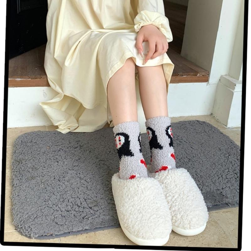 Women's Coral Fleece Socks for Halloween Festivities Cute Pumpkin Ghostly Witch Hat Print Cozy Fuzzy Slipper Ankle Socks