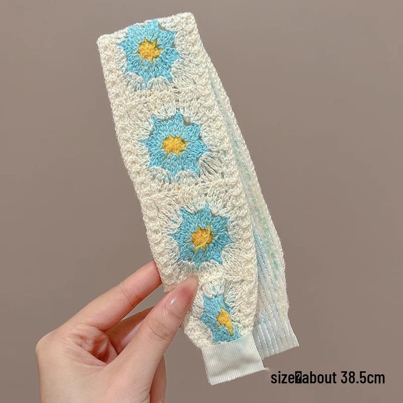 Francouzská květinová nemačkavá pletená čelenka pro ženy, kouzelná samolepka vlasový doplněk pro miminka a dospělé