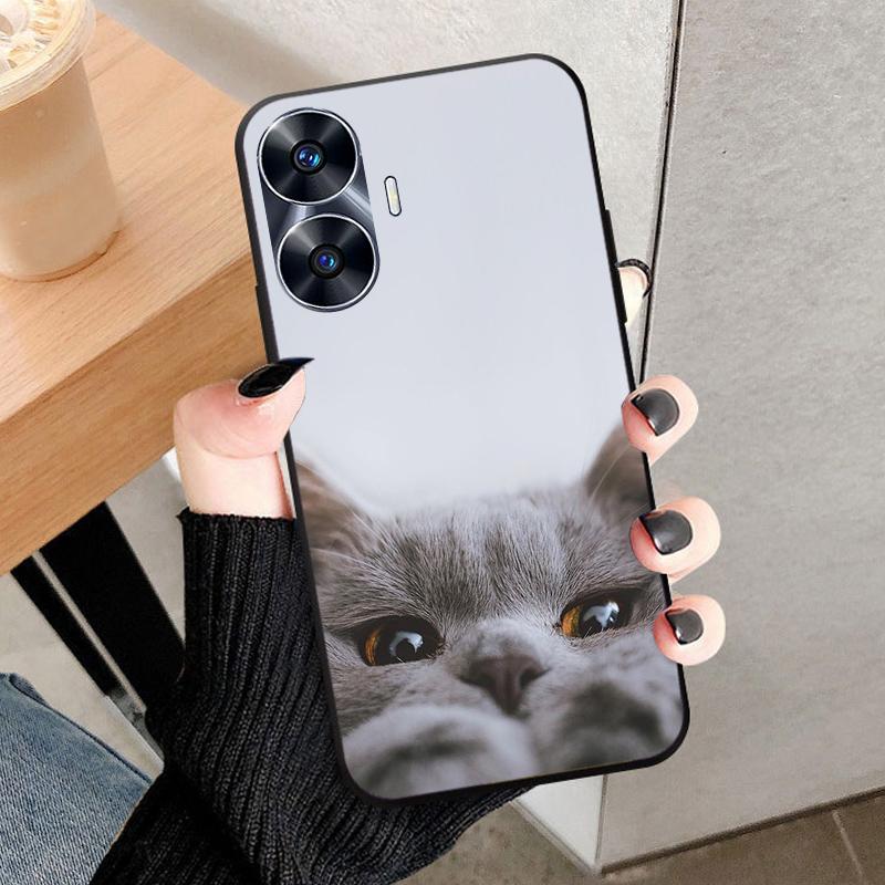 For Realme C55 Case Cool Black Soft Silicone TPU Bumper Protective Phone Case For OPPO Realme C55 case Cover Fundas Shell Coque