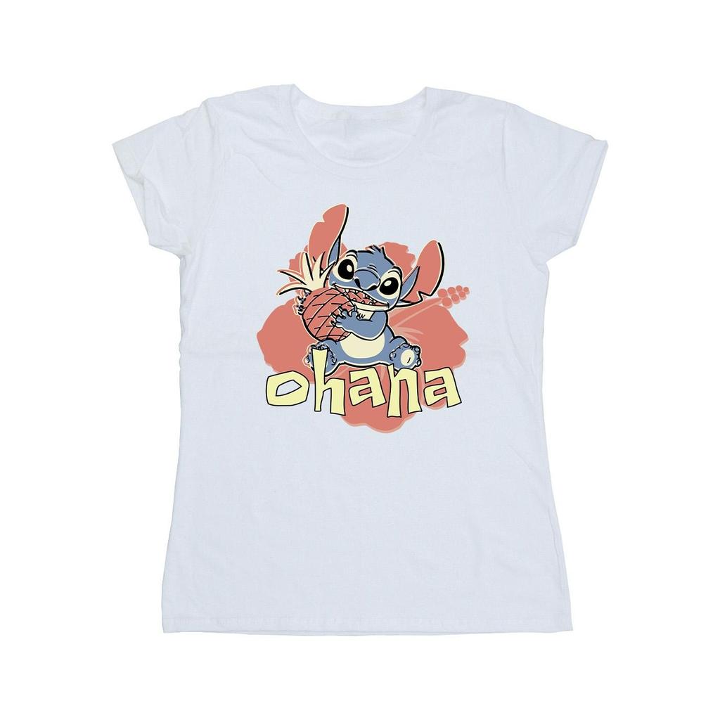 Disney Womens/Ladies Lilo And Stitch Ohana Pineapple Cotton T-Shirt