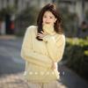 Women's Fashionable V-Neck Silk Wool Cashmere Knit Sweater Base Layer