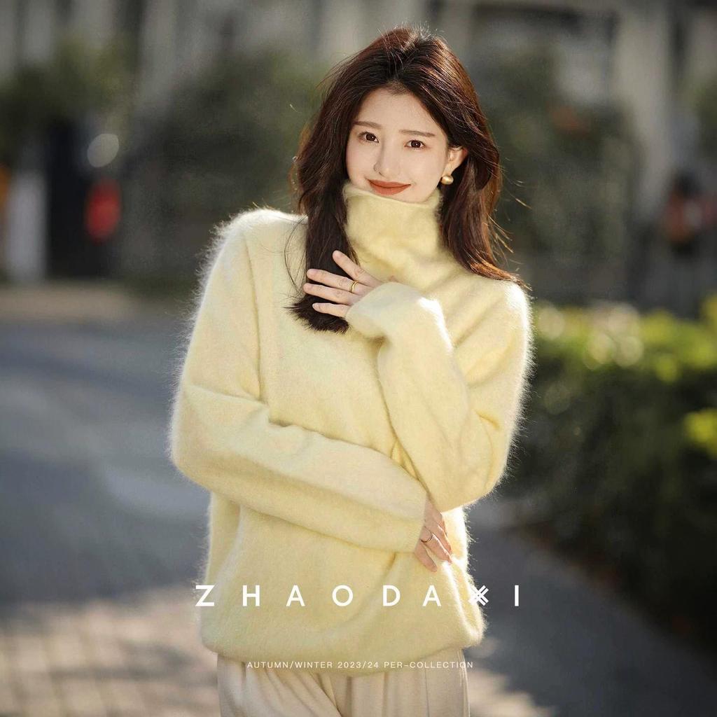 Women's Fashionable V-Neck Silk Wool Cashmere Knit Sweater Base Layer