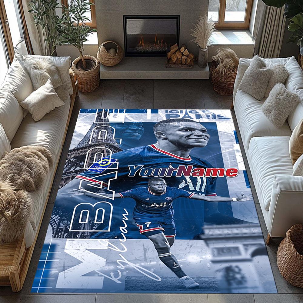 Mbappe 293 Customizable Name Floor Mat Design for Dormitory Living Rooms Foyer Hallway Antislip Carpet Office Home Decor Wedding Party Gift