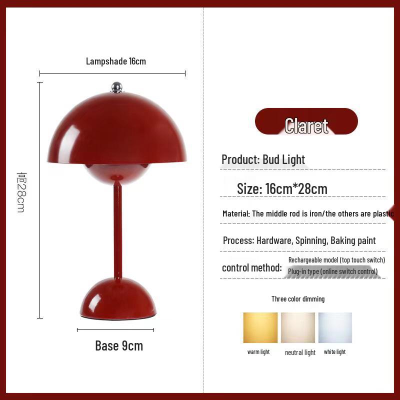 Danish Nordic Design Bedside Lamp with Wireless Charging