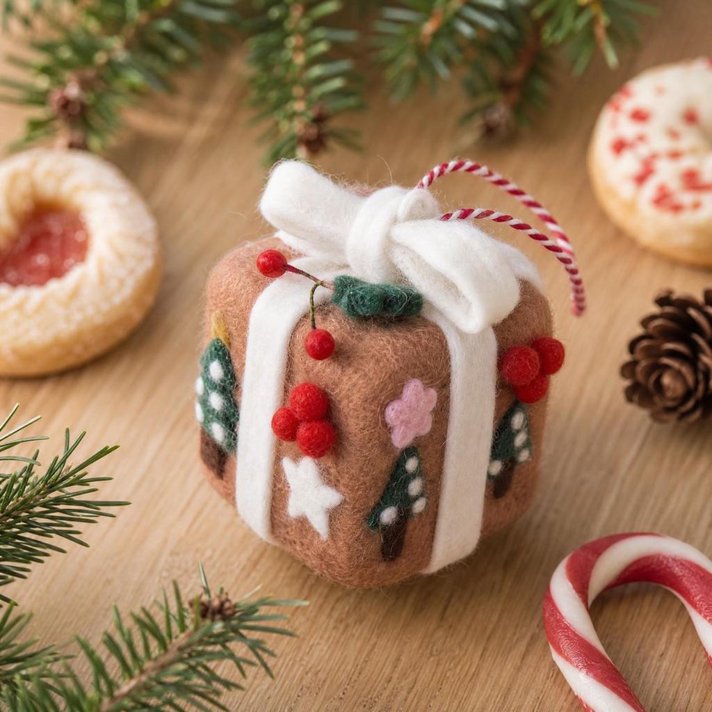 Wool-Felt Gift Box Ornament Festive Felt Gift-Box Christmas Cute