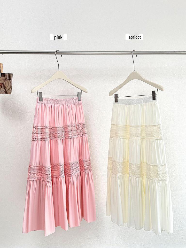 Women's Water-Soluble Lace A-Line Skirt - Spring/Summer 2026, Versatile Crochet Hollow Design