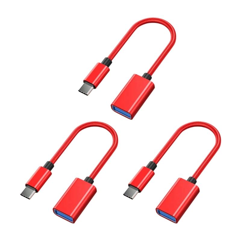 3Pcs/Set Type C To USB 2.0 Female OTG Cable For Phone Tablet Connect U Disk Mouse Keyboards With Braided Design