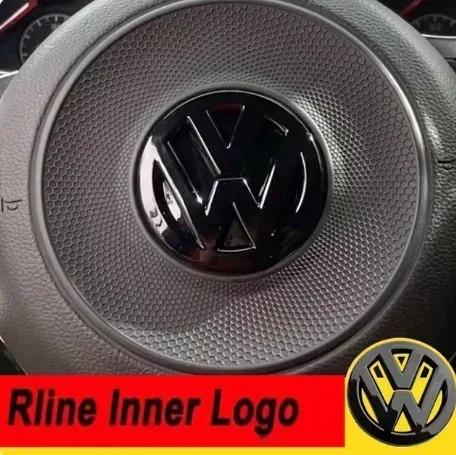 New Volkswagen Gloss black steering wheel emblem cover for Golf 7 Rline logo black for steering wheel чёрный