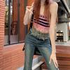 Kadın Sonbahar Moda Yüksek Bel Skinny Jeans Flared Denim Pantolon Uzun Pantolon Pantolon