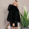 Women's Hooded Faux Fur Coat Warm Winter Jacket Short Black Fluffy Outerwear