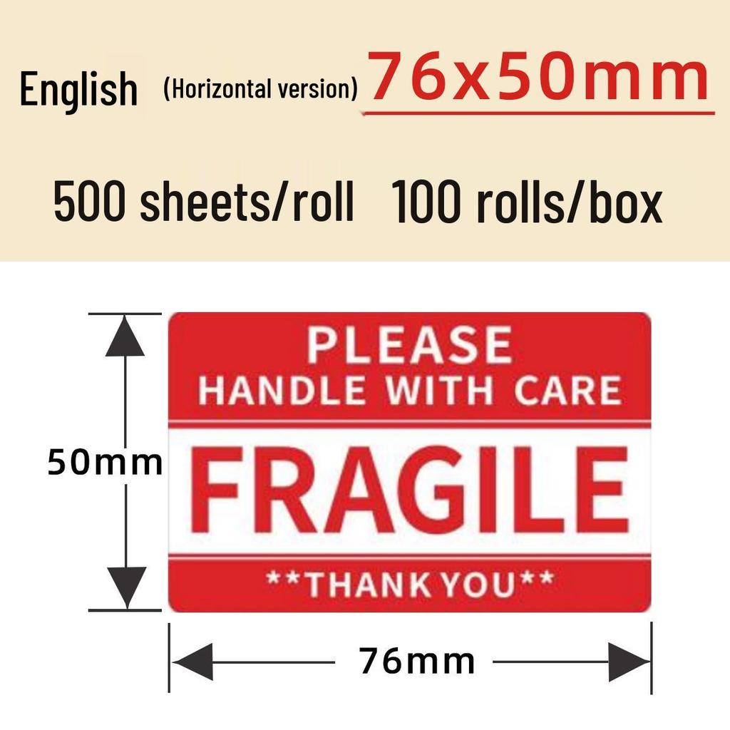 Fragile Warning Sticker for Logistics & Packaging - English Version
