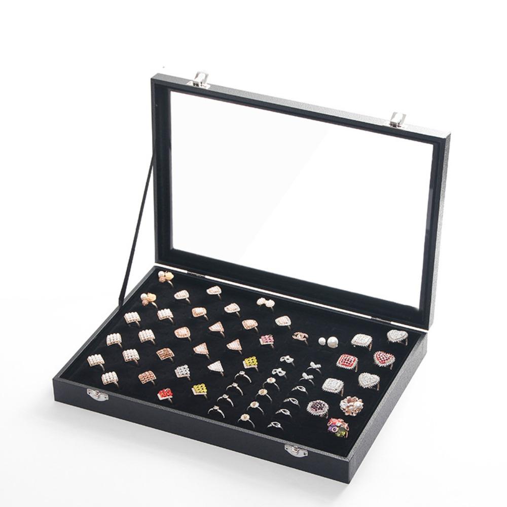 PU Leather Jewelry Storage Tray Wooden Jewelry Organizer Holder Velvet Jewelry Box  Gift