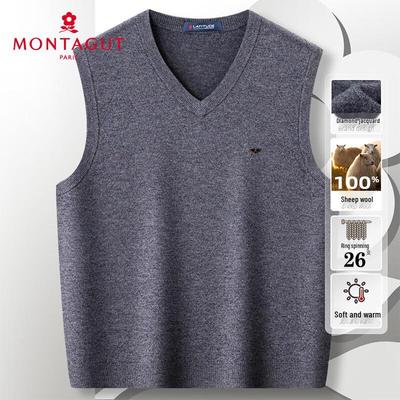 MONTAGUT Men's 100% Wool V-Neck Vest