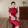 High-end red mother silk cheongsam 1011 new improved Chinese mother-in-law mulberry silk cheongsam dress