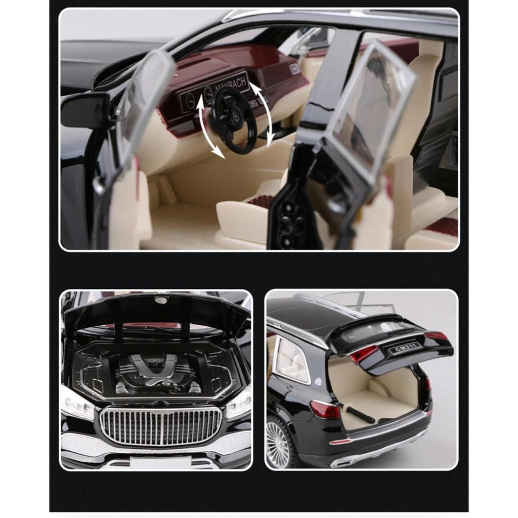 1/24 BENZ Maybachs GLS-klasse GLS600 Legeringsbilmodell Støpte metallleketøybilmodellsamling Lydlys Simuleringsbil Leker til barn Gave