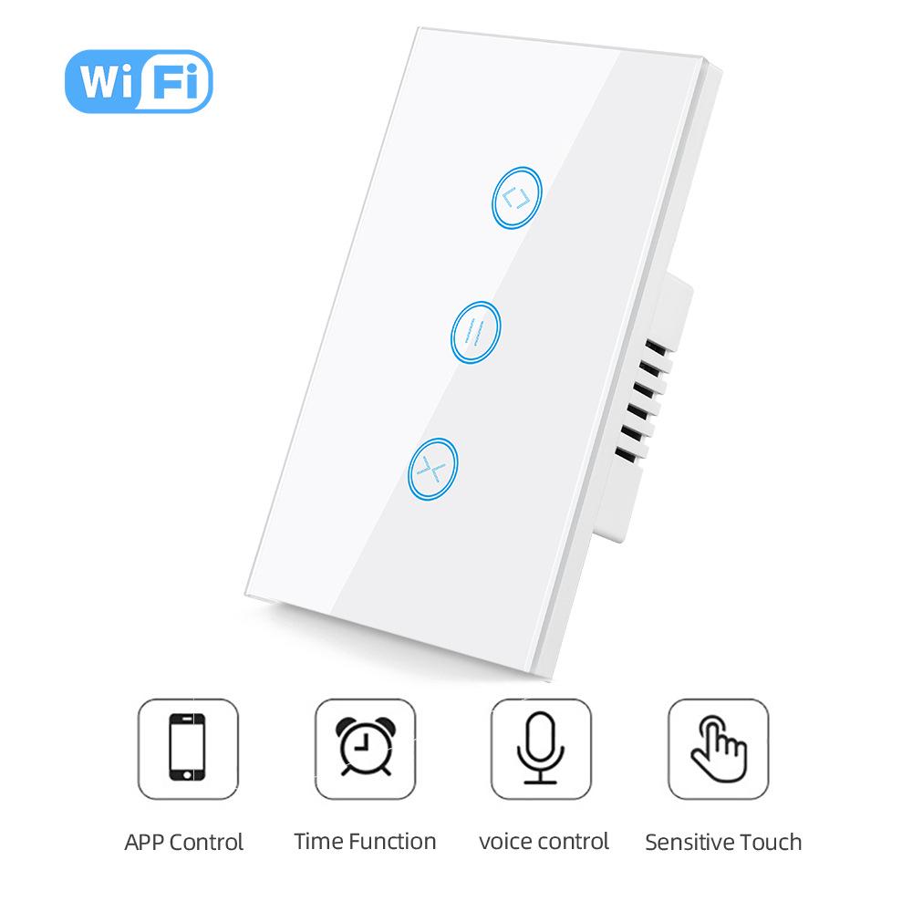 US Standard Smart Curtain Motor Touch Switch with ALEXA Voice Control