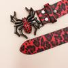 Y2K Leopard Print Rhinestone Spider Buckle Punk Leather Belt for Women