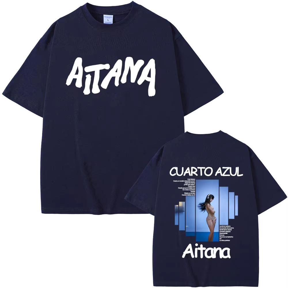 Singer Aitana CUARTO AZUL Album Graphic T-shirts Men Women Hip Hop Fashion Pop Music T Shirt Unisex Cotton Vintage Tshirt
