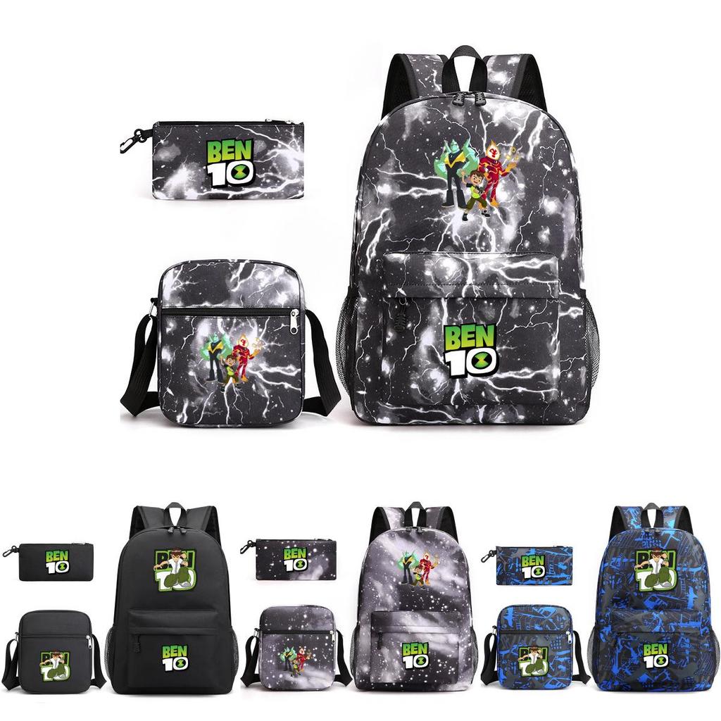 Ben10 Backpack Cartoon Boy Girl Canvas School Bag With Breathable Straps For Outdoor Use
