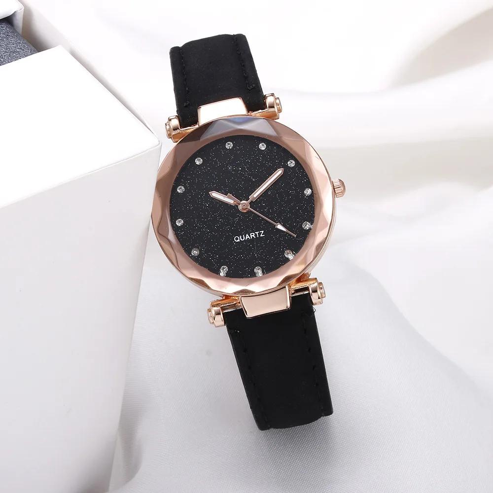 Starry Sky Women Watch Bracelet Ladies Wristwatch Pink Female Girls Clock Fashion Leather Simple Watches Reloj Mujer Rosa